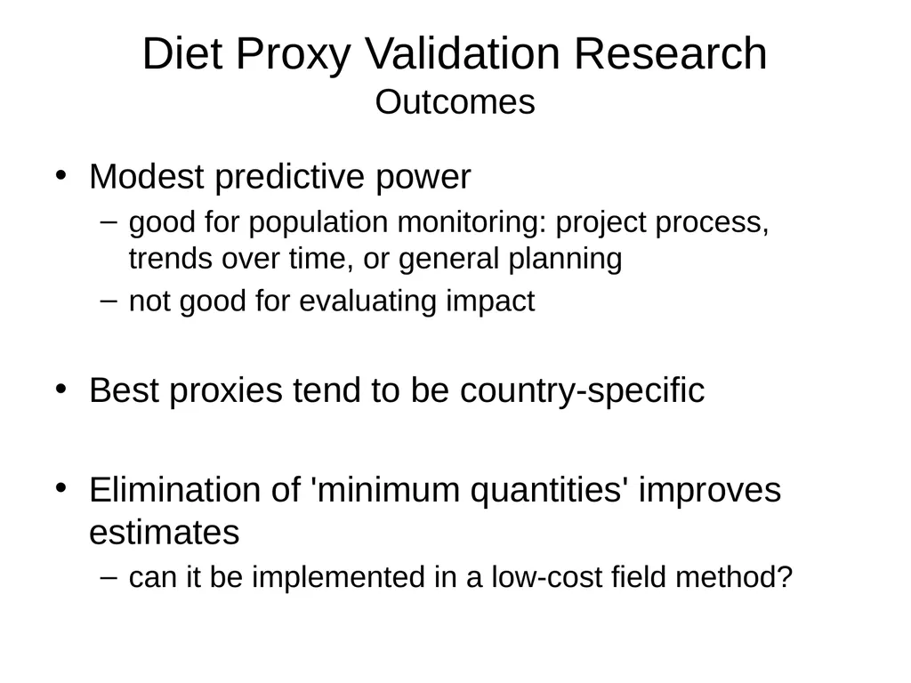 Diet Matters: Approaches and Indicators to Assess - slide 9 of 16