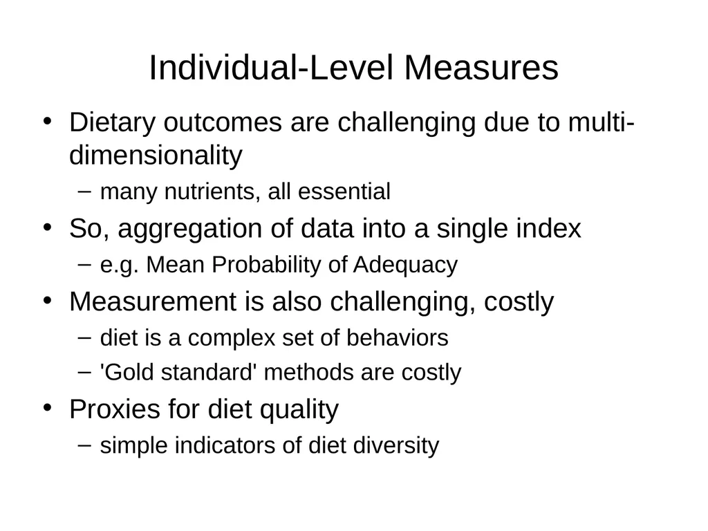Diet Matters: Approaches and Indicators to Assess - slide 7 of 16