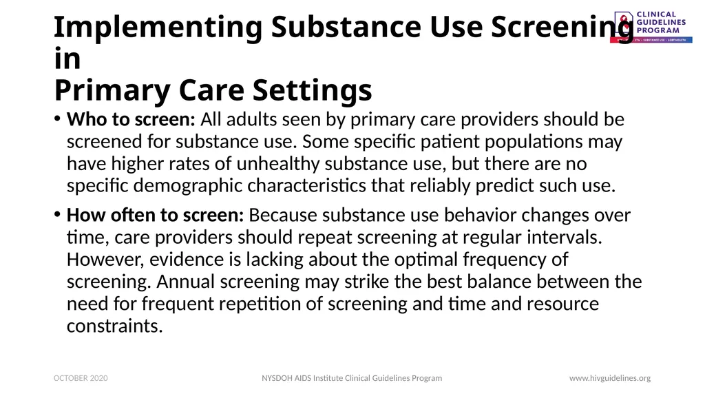 Substance Use Screening and Risk Assessment in - slide 9 of 22