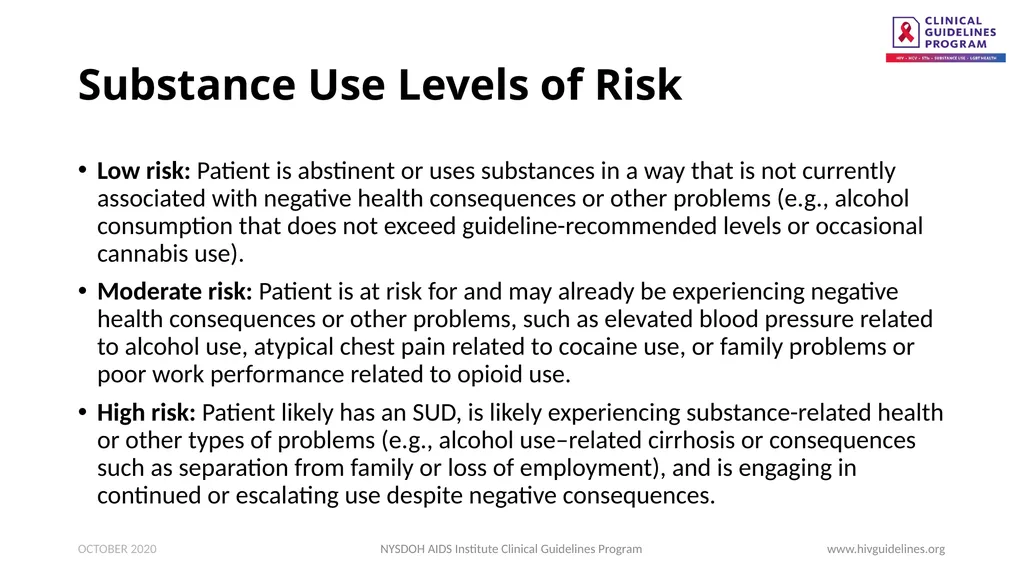 Substance Use Screening and Risk Assessment in - slide 4 of 22
