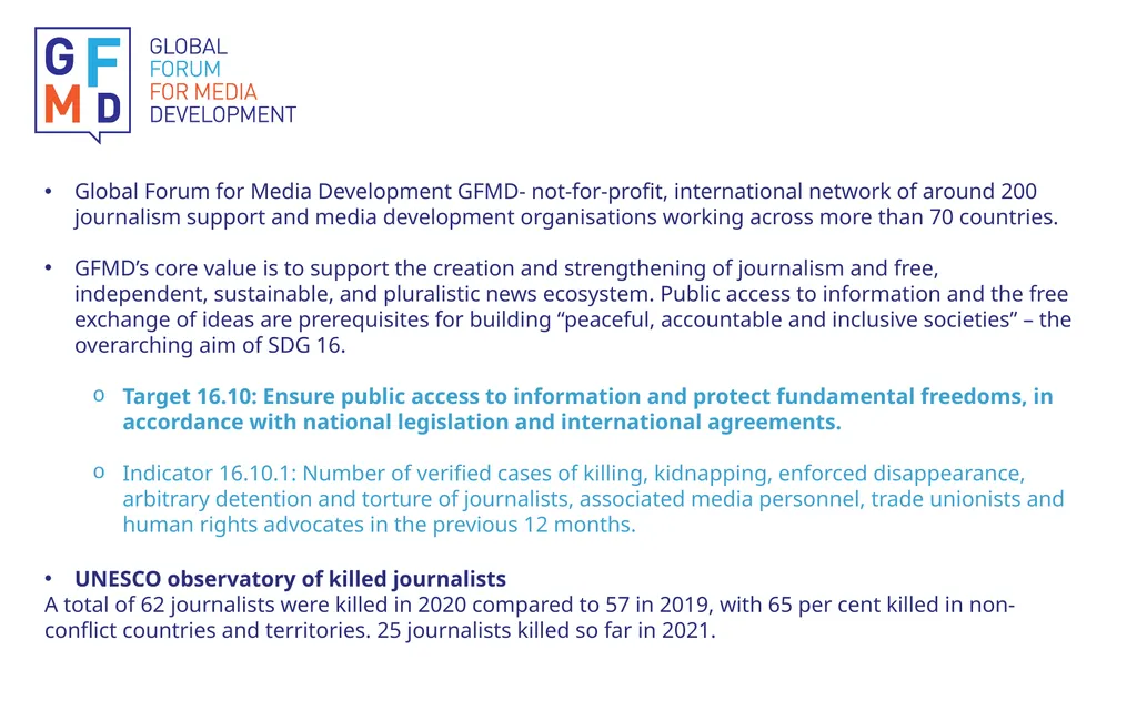 Global Forum for Media Development GFMD- - slide 1 of 7