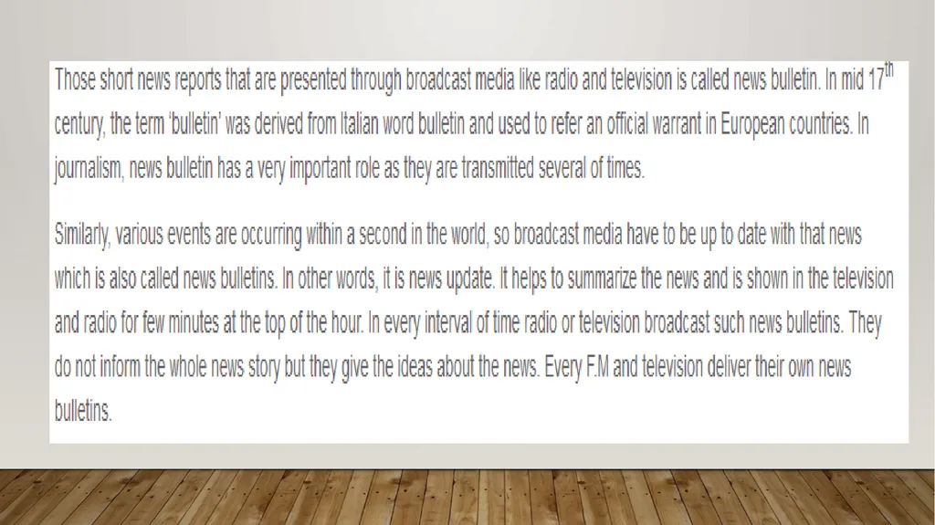 News bulletin News bulletin for radio The - slide 2 of 14