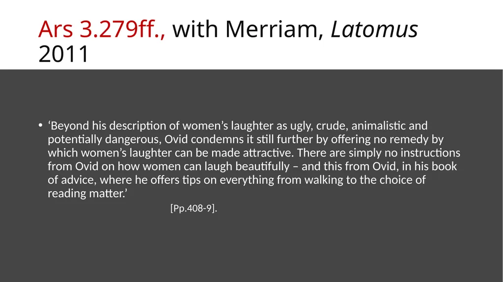 Love and Relationships Teaching humour in Ovid Ars - slide 9 of 13