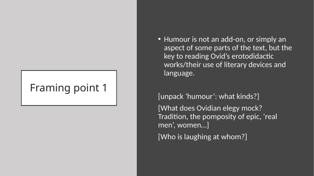 Love and Relationships Teaching humour in Ovid Ars - slide 3 of 13
