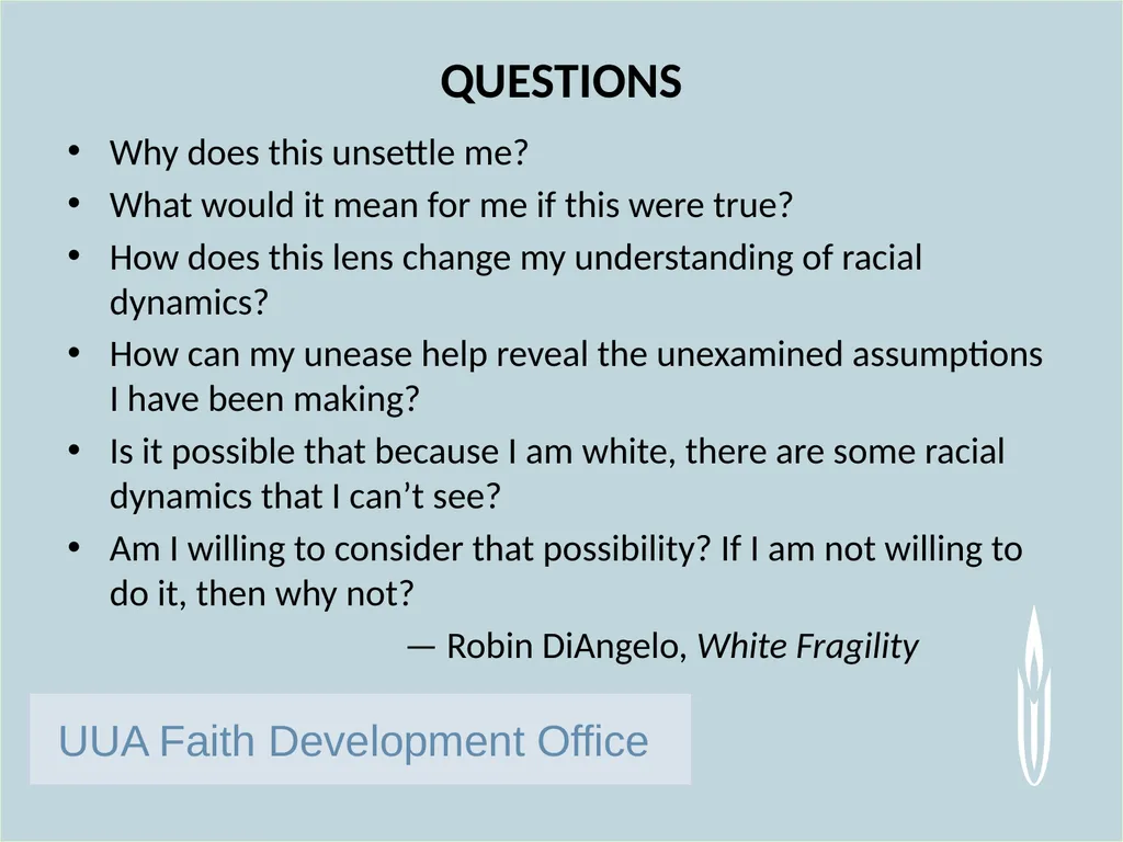 UUA Faith Development Office White Fragility: Why - slide 9 of 17