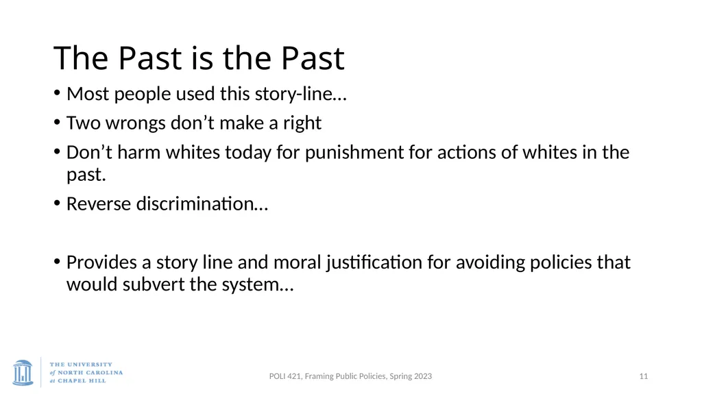 Baumgartner, Framing, Spring 2023 Bonilla-Silva, - slide 11 of 23