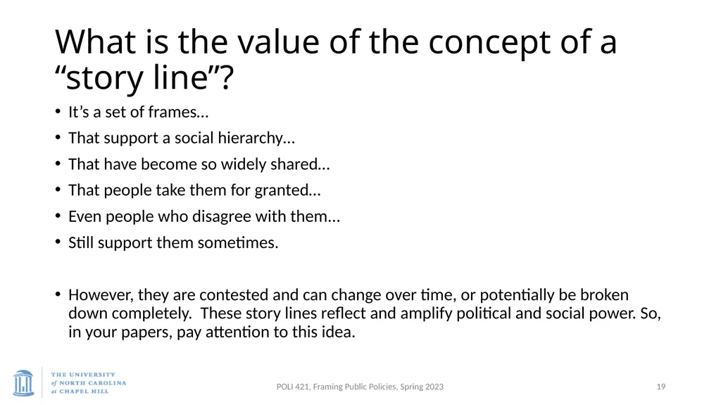 Baumgartner, Framing, Spring 2023 Bonilla-Silva, - slide 19 of 23