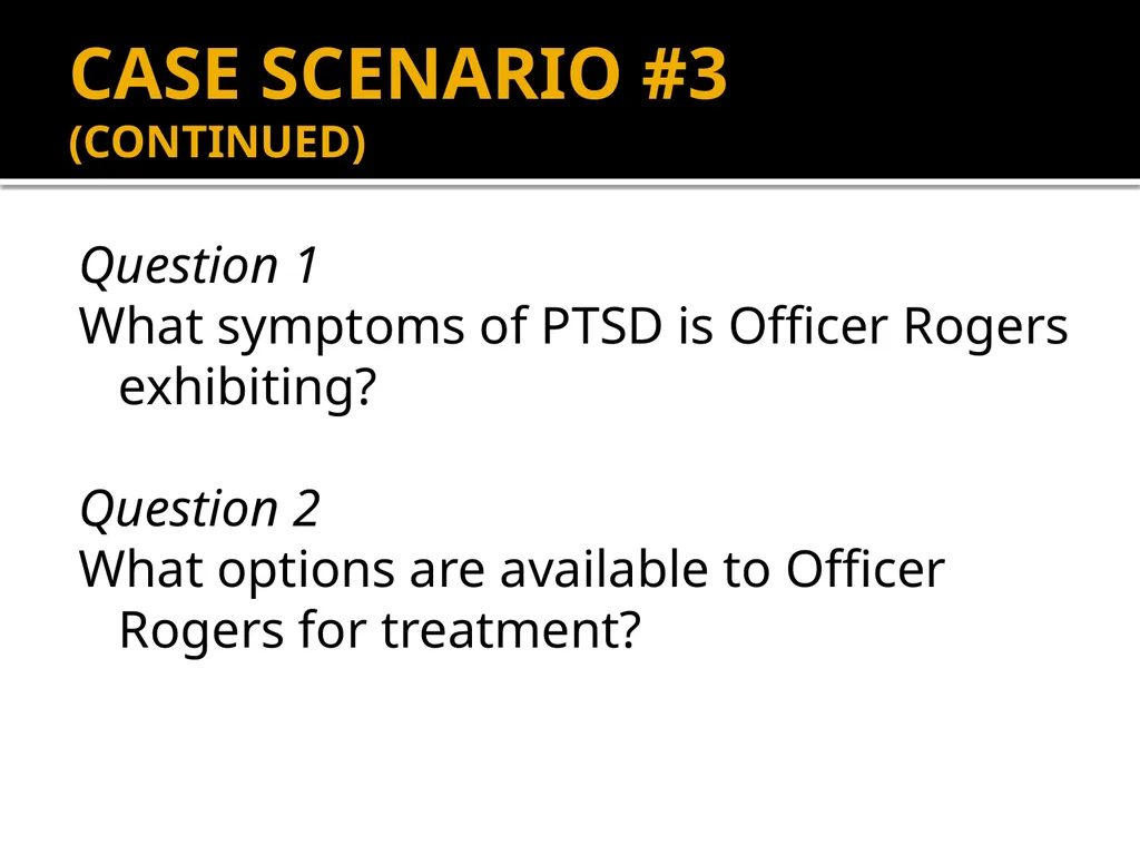 POST-TRAUMATIC STRESS DISORDER: An Introduction - slide 42 of 55
