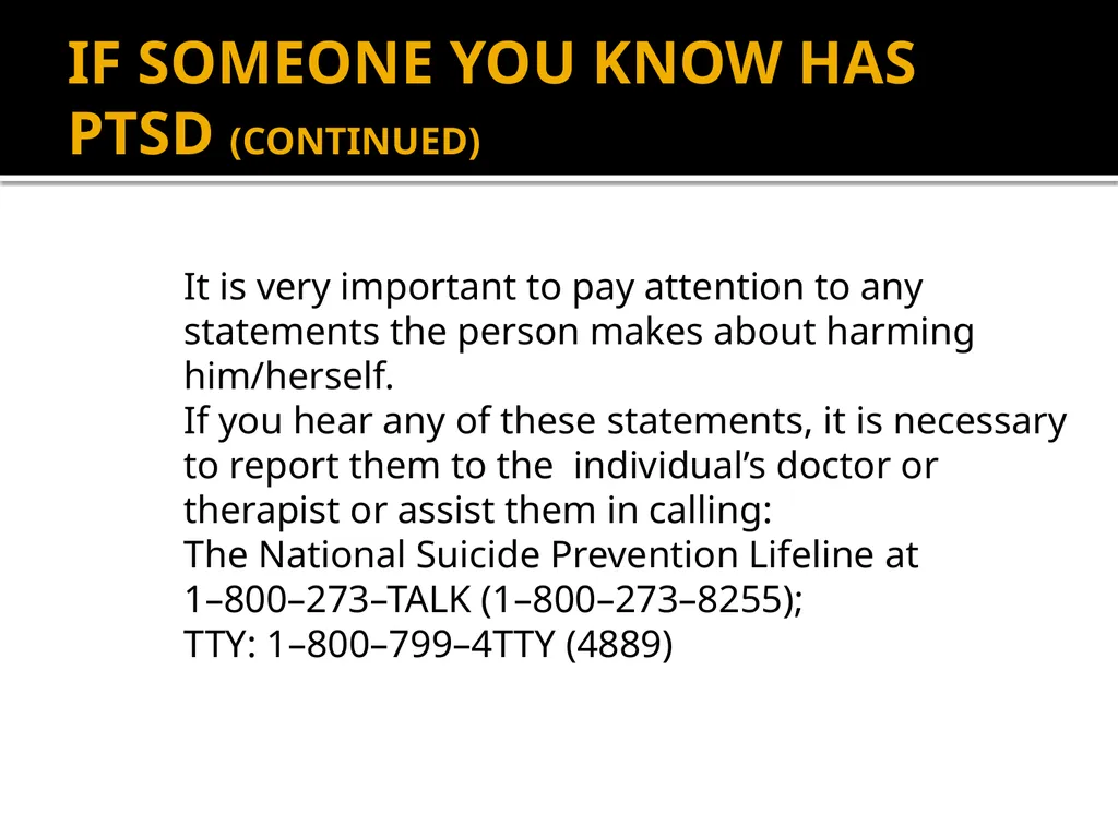 POST-TRAUMATIC STRESS DISORDER: An Introduction - slide 44 of 55