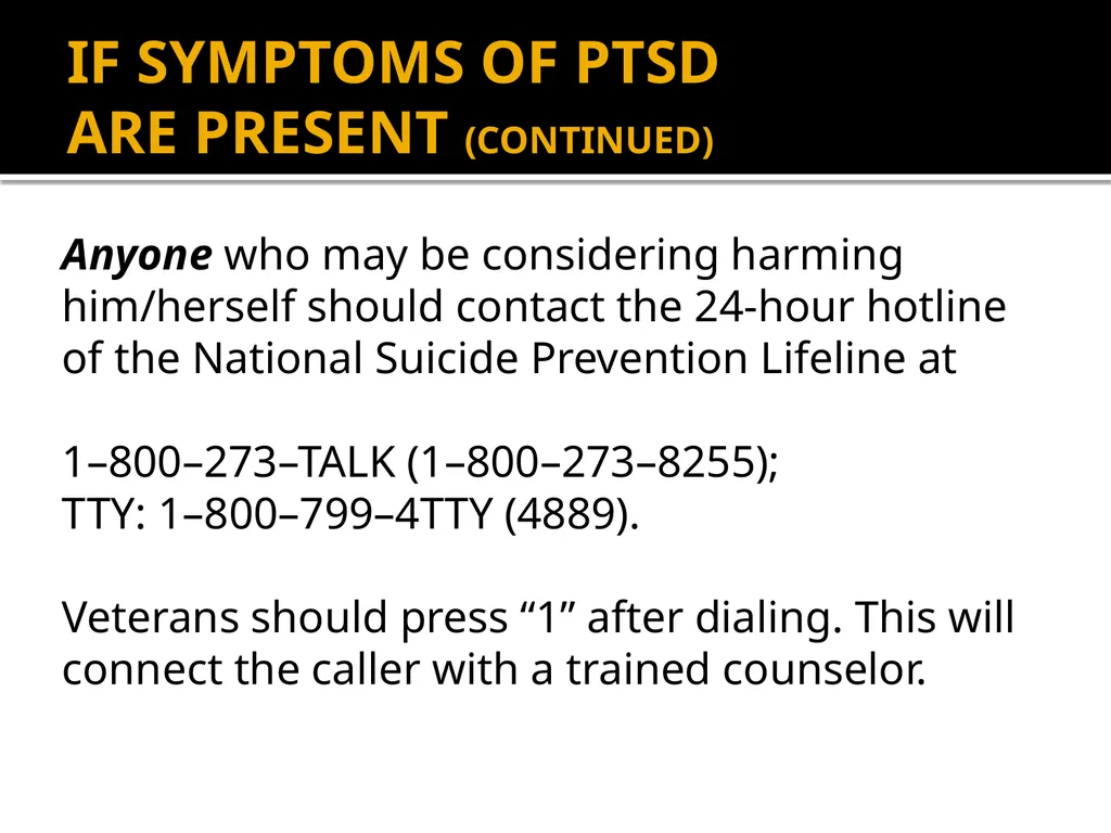 POST-TRAUMATIC STRESS DISORDER: An Introduction - slide 39 of 55