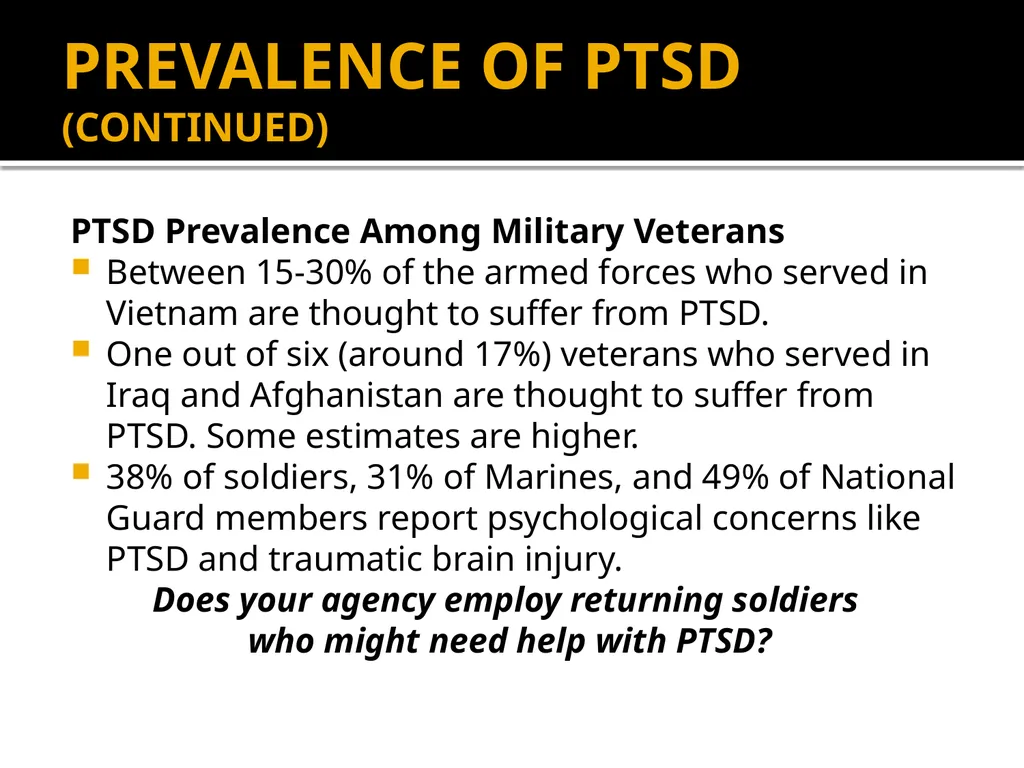 POST-TRAUMATIC STRESS DISORDER: An Introduction - slide 20 of 55
