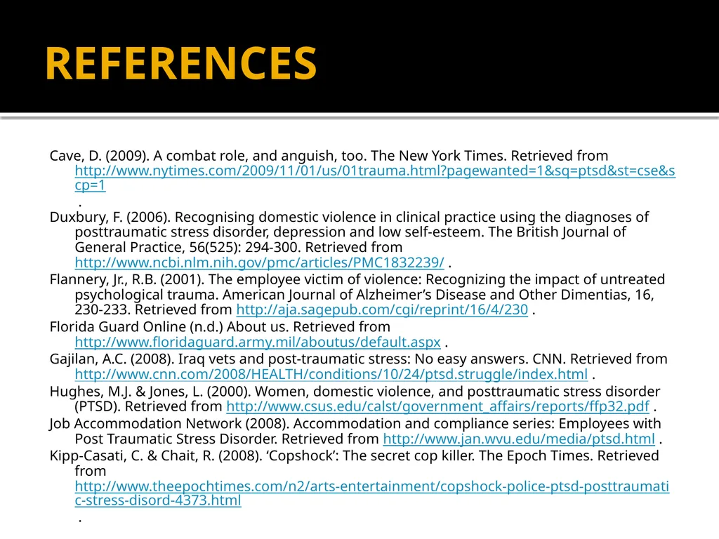 POST-TRAUMATIC STRESS DISORDER: An Introduction - slide 52 of 55