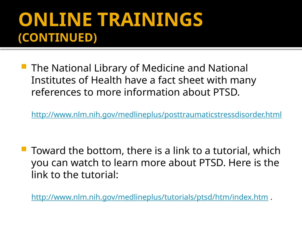 POST-TRAUMATIC STRESS DISORDER: An Introduction - slide 50 of 55