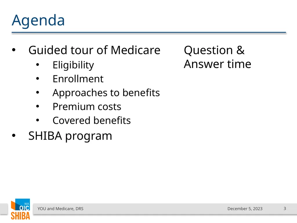 You & Medicare December 2023 SHIBA Program Manager - slide 3 of 68