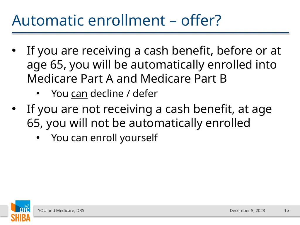 You & Medicare December 2023 SHIBA Program Manager - slide 15 of 68