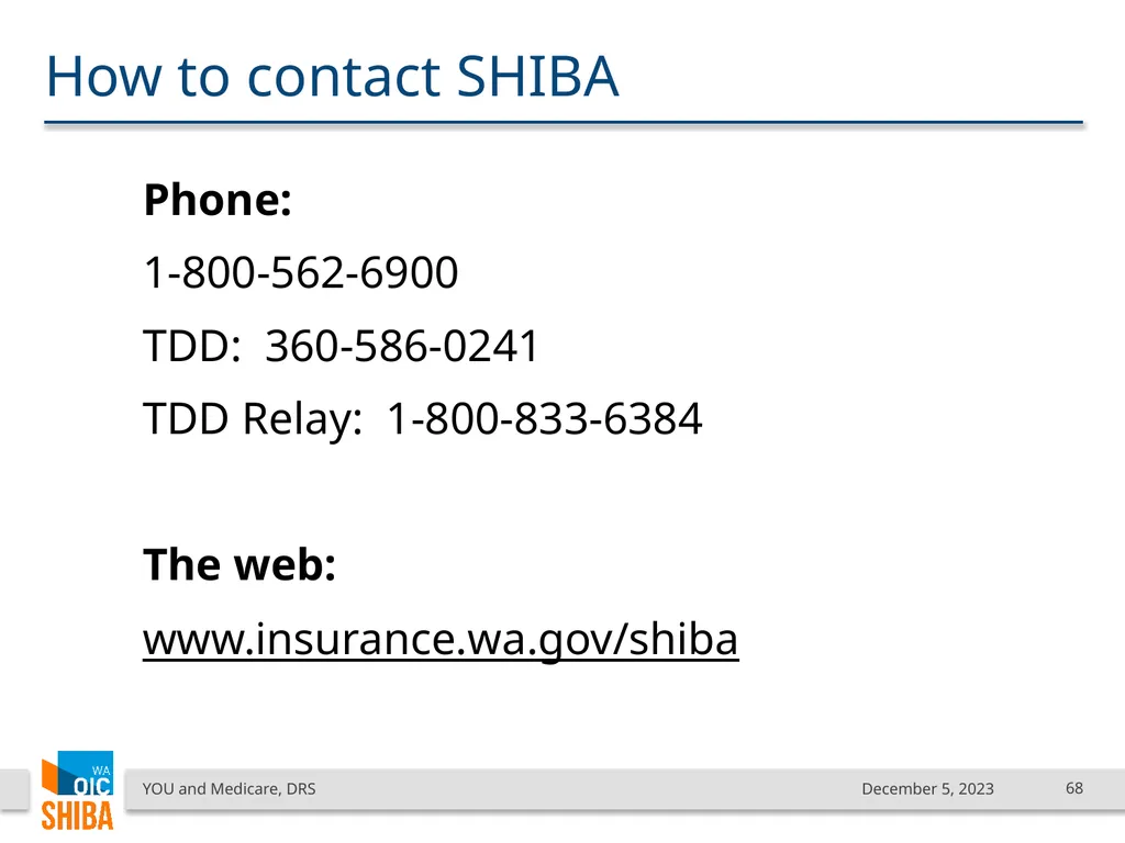 You & Medicare December 2023 SHIBA Program Manager - slide 68 of 68