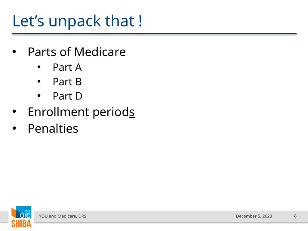 You & Medicare December 2023 SHIBA Program Manager - slide 18 of 68