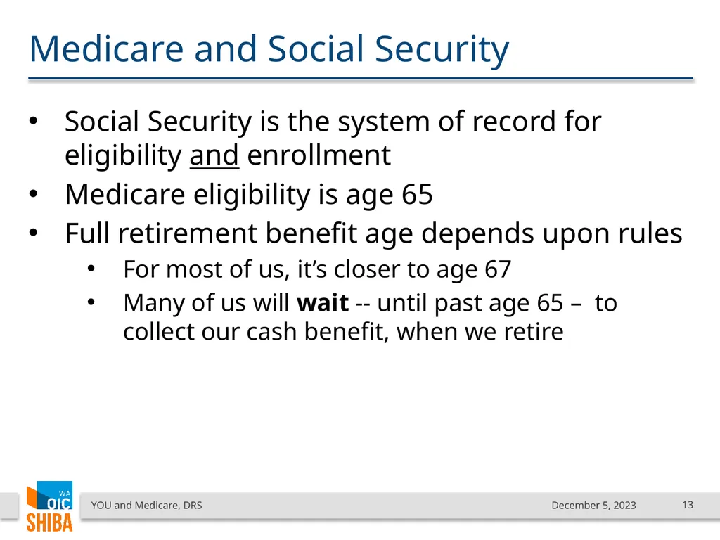 You & Medicare December 2023 SHIBA Program Manager - slide 13 of 68