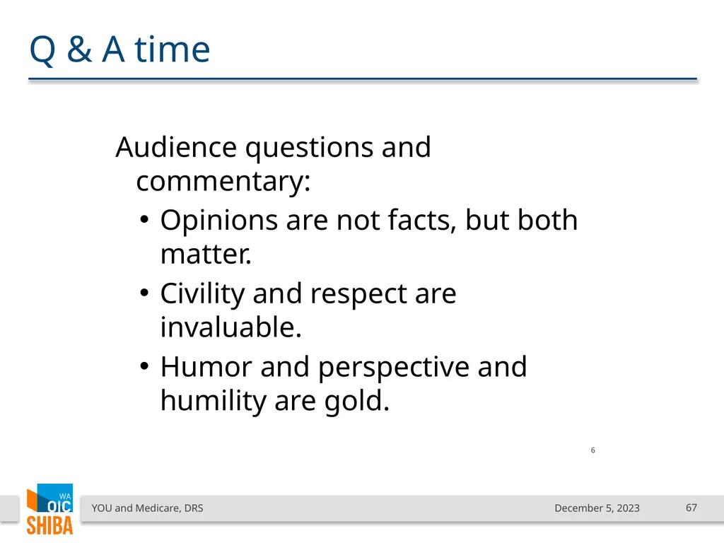 You & Medicare December 2023 SHIBA Program Manager - slide 67 of 68