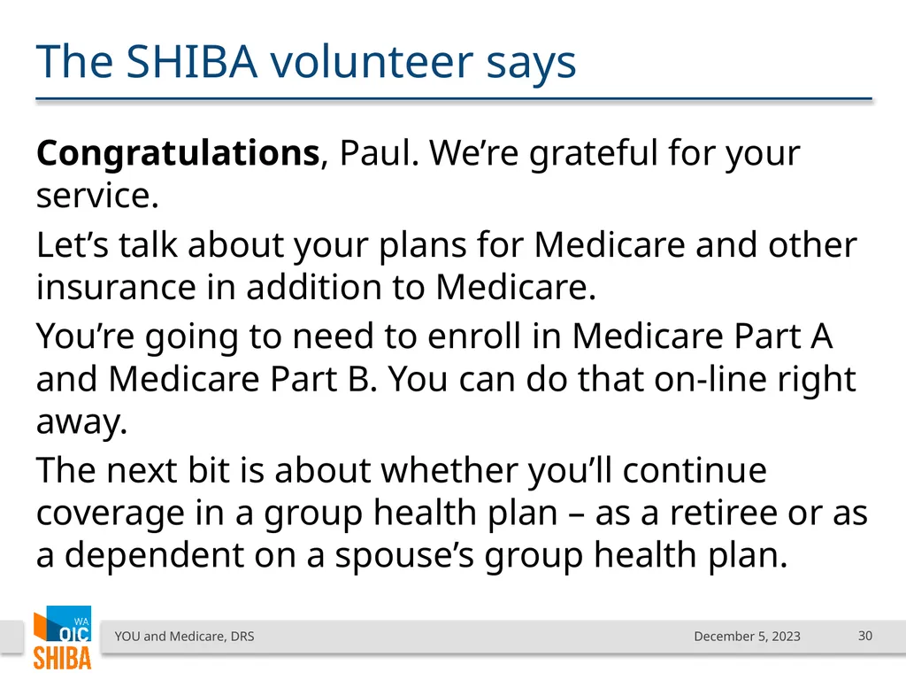 You & Medicare December 2023 SHIBA Program Manager - slide 30 of 68