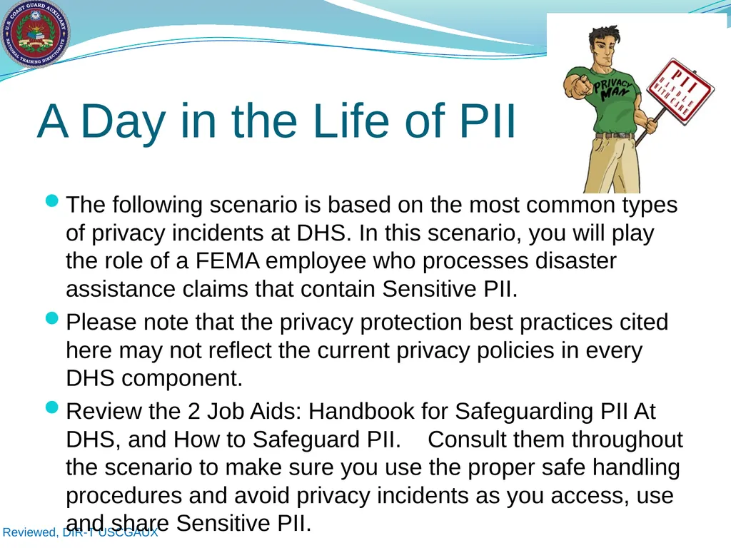 U.S. Coast Guard Auxiliary Privacy at DHS: - slide 12 of 31
