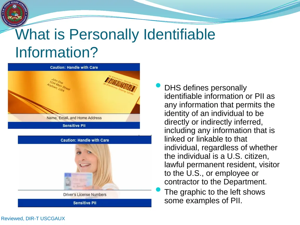 U.S. Coast Guard Auxiliary Privacy at DHS: - slide 6 of 31