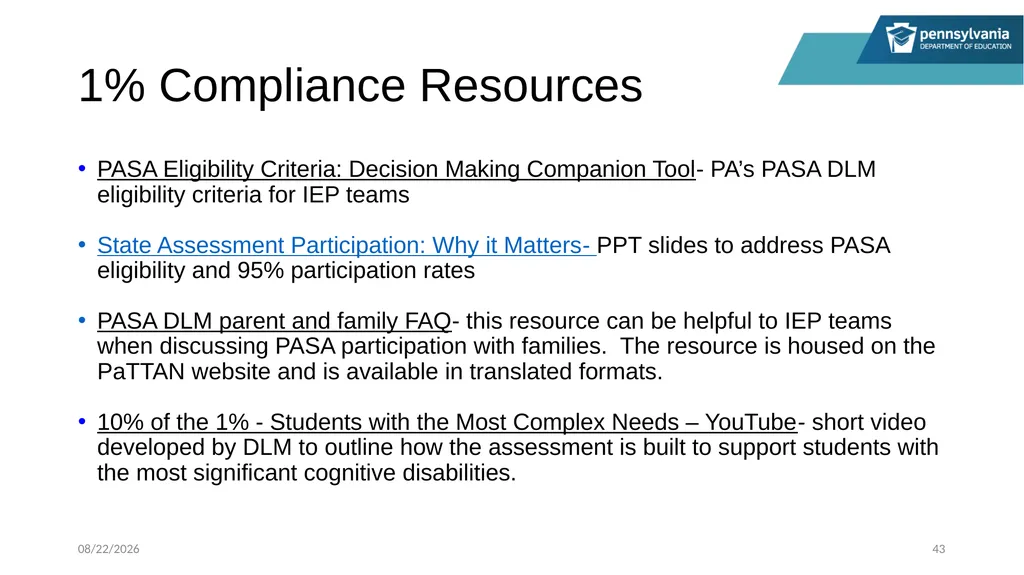 PASA Getting Ready: What Special Education - slide 43 of 48
