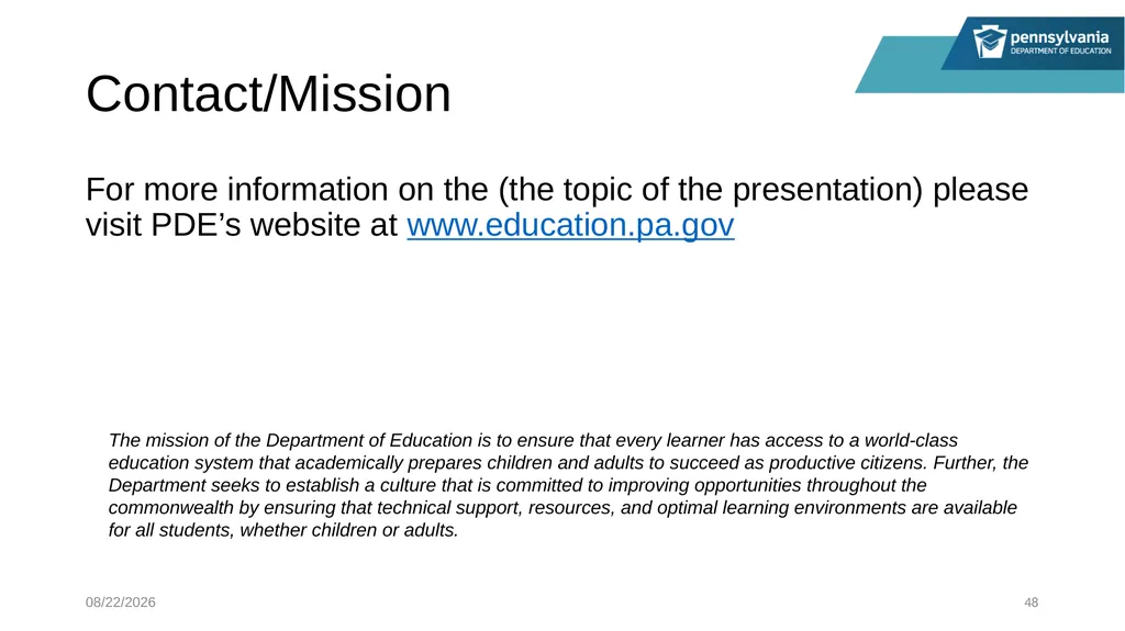 PASA Getting Ready: What Special Education - slide 48 of 48