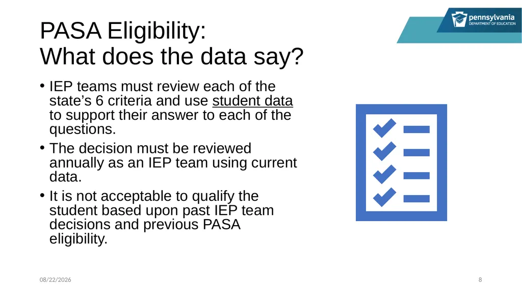 PASA Getting Ready: What Special Education - slide 8 of 48