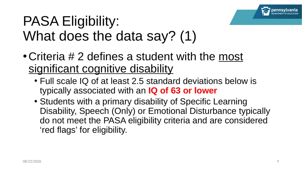 PASA Getting Ready: What Special Education - slide 9 of 48
