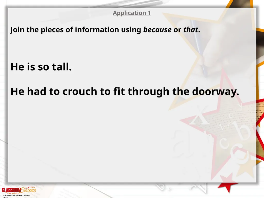 Year 2 - Conjunctions Using ‘because’ and ‘that’ © - slide 12 of 18