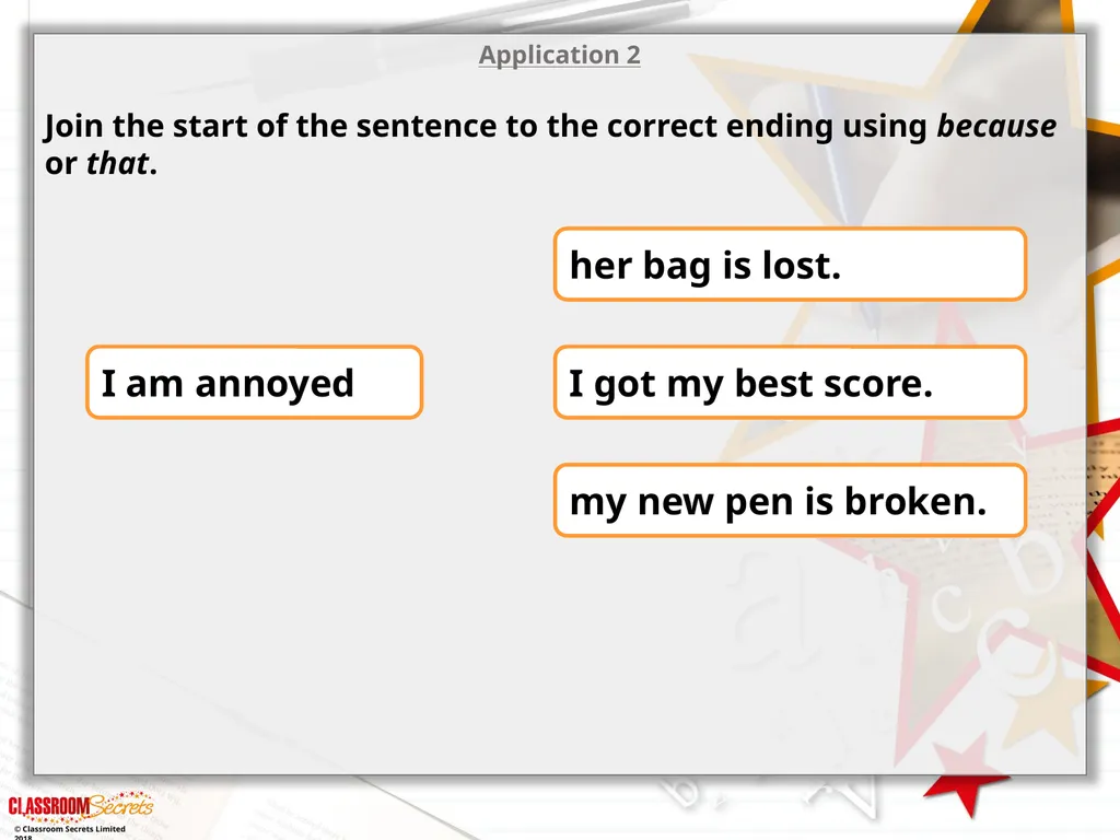 Year 2 - Conjunctions Using ‘because’ and ‘that’ © - slide 14 of 18