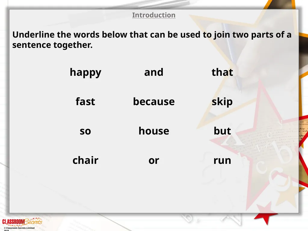 Year 2 - Conjunctions Using ‘because’ and ‘that’ © - slide 2 of 18