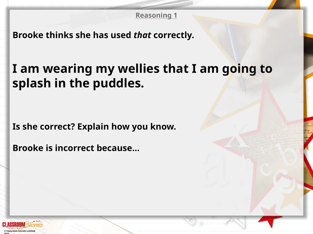 Year 2 - Conjunctions Using ‘because’ and ‘that’ © - slide 17 of 18