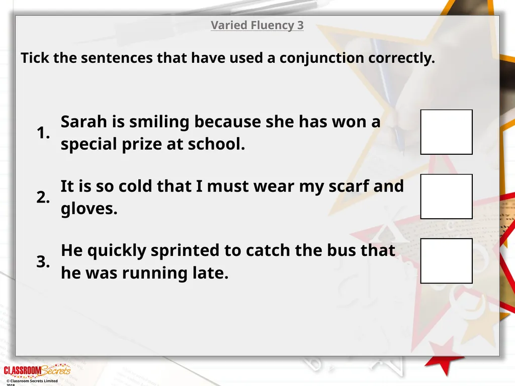 Year 2 - Conjunctions Using ‘because’ and ‘that’ © - slide 8 of 18