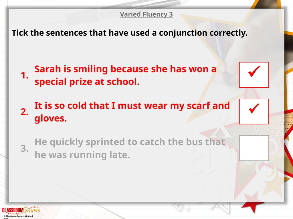 Year 2 - Conjunctions Using ‘because’ and ‘that’ © - slide 9 of 18