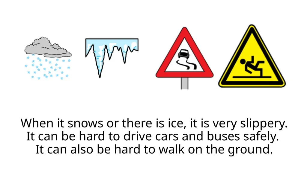 Today school is closed because of snow and ice. - slide 2 of 5