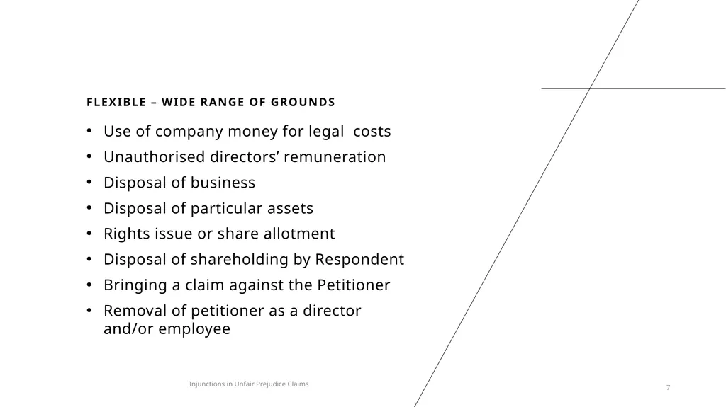 INTERLOCUTORY INJUNCTIONS IN UNFAIR PREJUDICE - slide 7 of 9