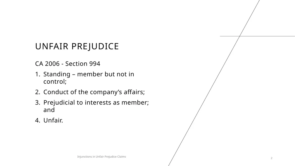 INTERLOCUTORY INJUNCTIONS IN UNFAIR PREJUDICE - slide 2 of 9