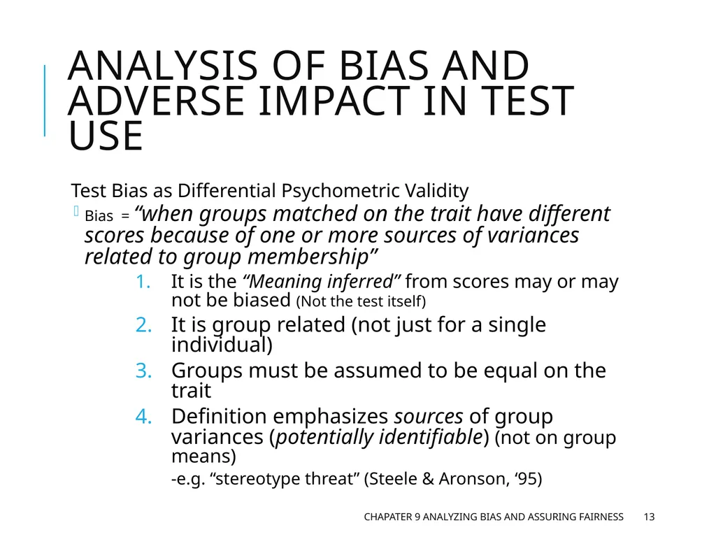 Chapter 9 Analyzing Bias and Assuring Fairness - slide 13 of 17