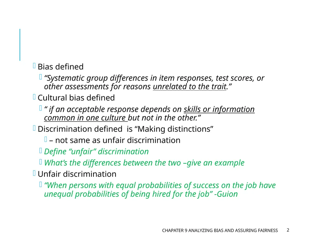 Chapter 9 Analyzing Bias and Assuring Fairness - slide 2 of 17