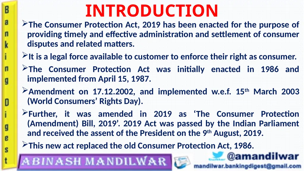 Consumer Protection Act - 2019 Presented by - slide 2 of 25