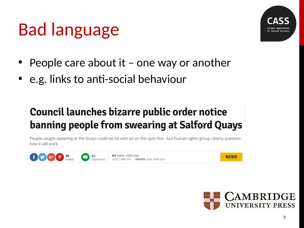 FUCK in spoken British English revisited with the - slide 7 of 25