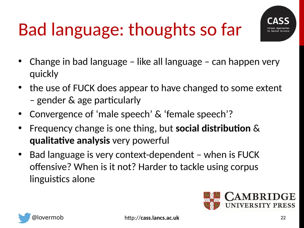 FUCK in spoken British English revisited with the - slide 22 of 25