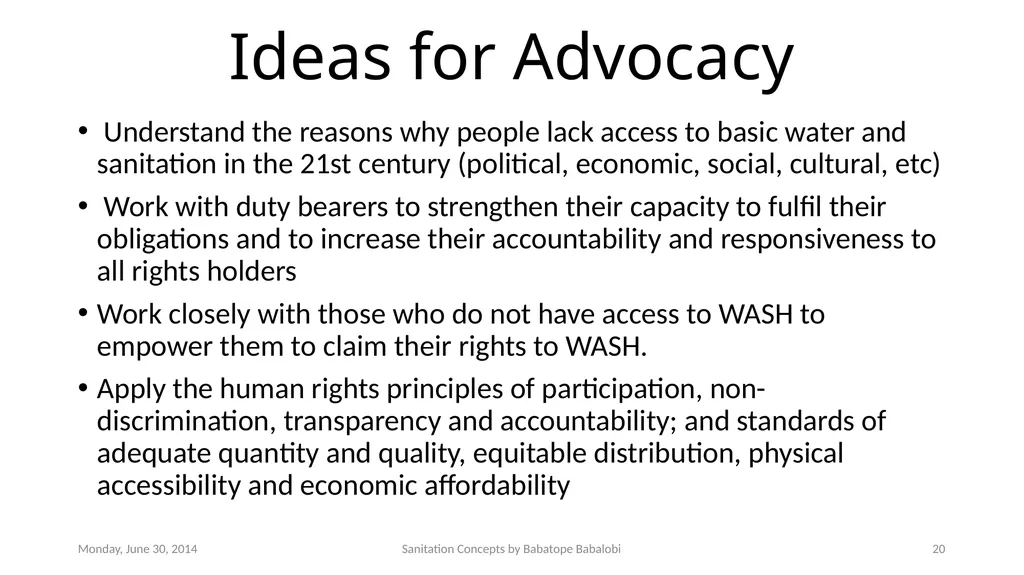 Sanitation concepts Capacity Building workshop for - slide 20 of 25