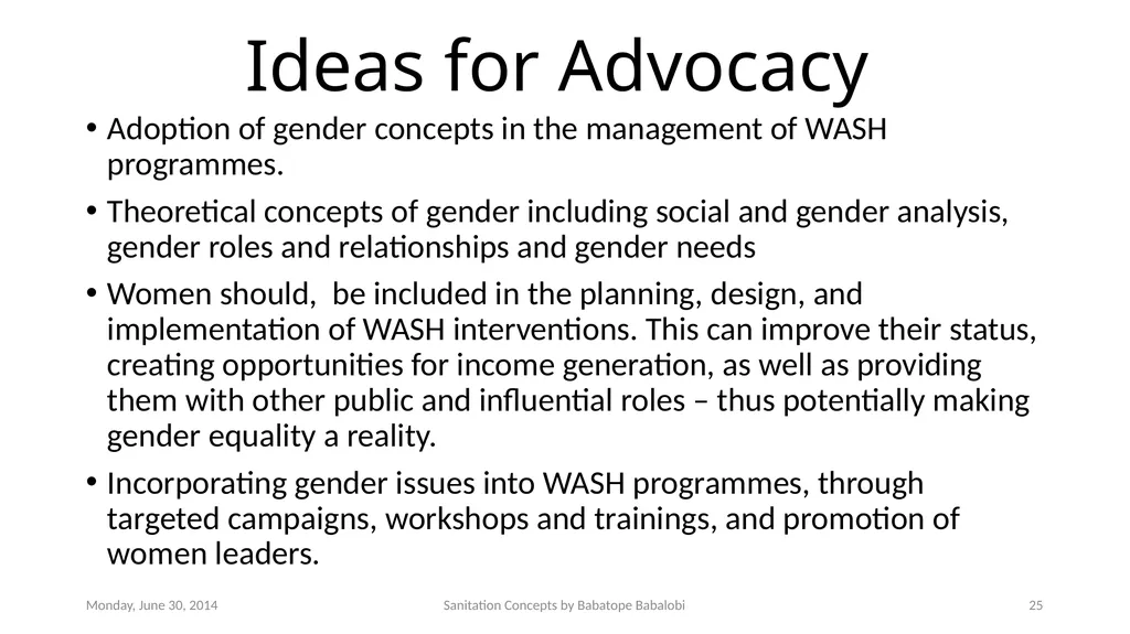 Sanitation concepts Capacity Building workshop for - slide 25 of 25