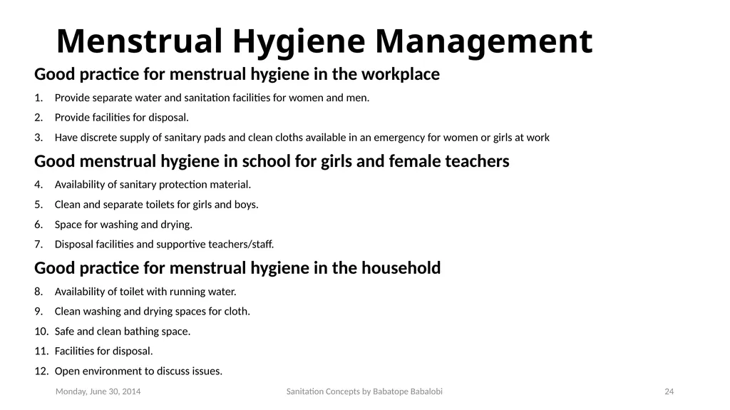 Sanitation concepts Capacity Building workshop for - slide 24 of 25