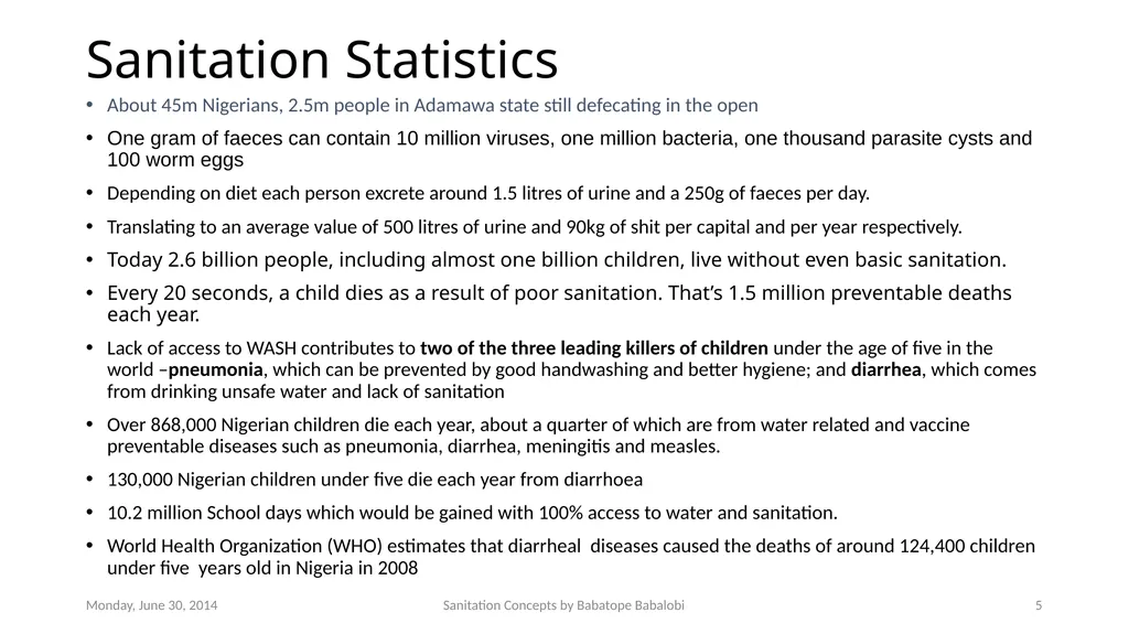 Sanitation concepts Capacity Building workshop for - slide 5 of 25