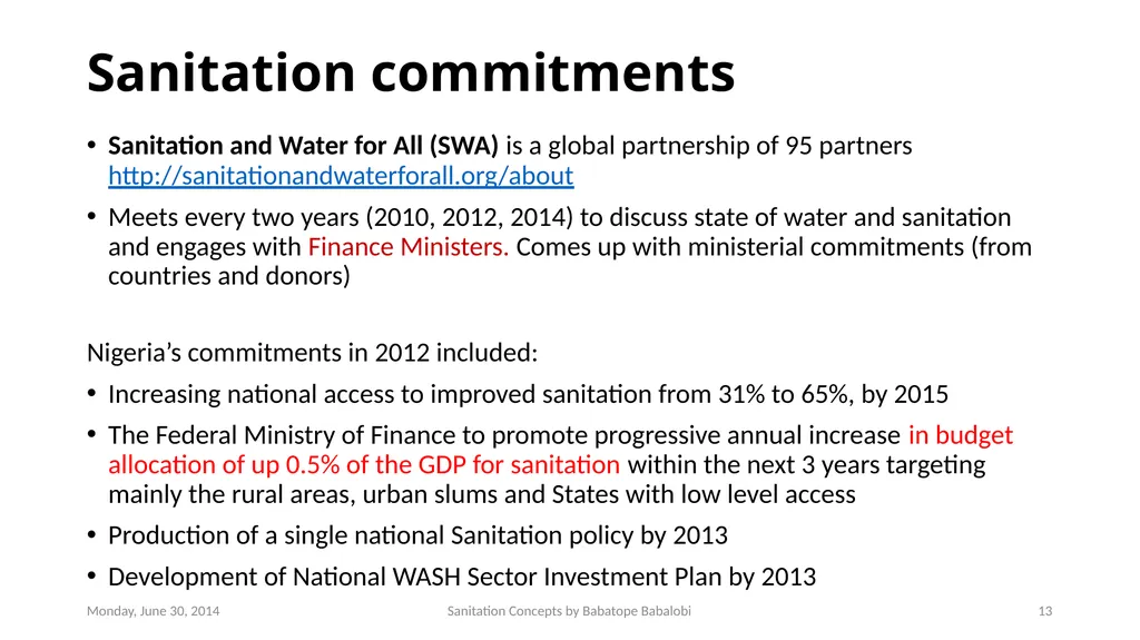 Sanitation concepts Capacity Building workshop for - slide 13 of 25