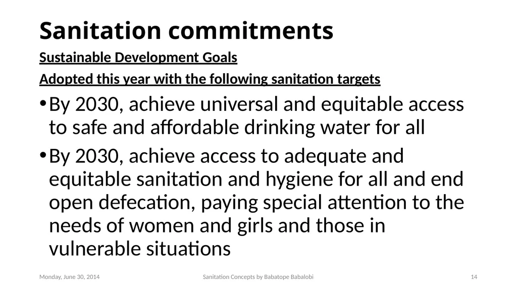 Sanitation concepts Capacity Building workshop for - slide 14 of 25
